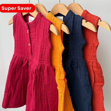 100% Organic Muslin Frock | Set of 4