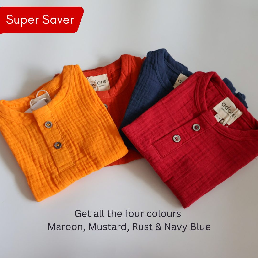 100% Organic Muslin T-Shirt & Shorts | Set of 4 Colours