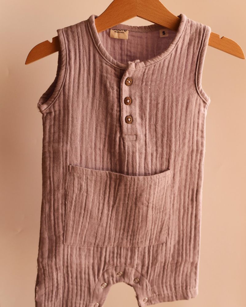 100% Muslin Romper with Pocket | Lilac