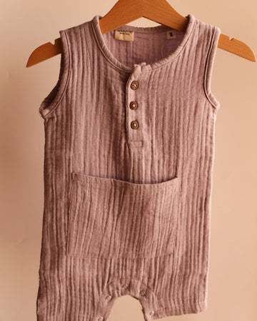 100% Muslin Romper with Pocket | Lilac