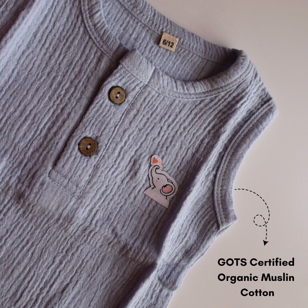 100% Organic Muslin T-Shirt & Shorts | Light Blue