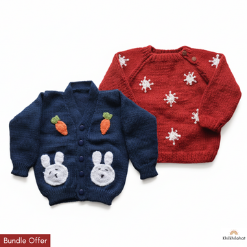 Handmade Sweater | Set of 2 | Bunny Garden & Snowflake