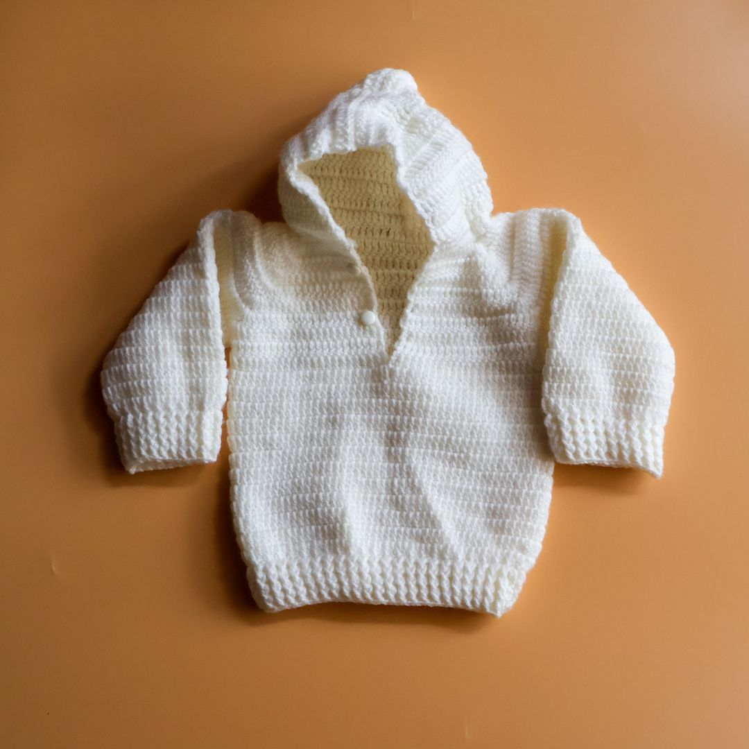 Hand-made Hoodie | White (0-3 M)