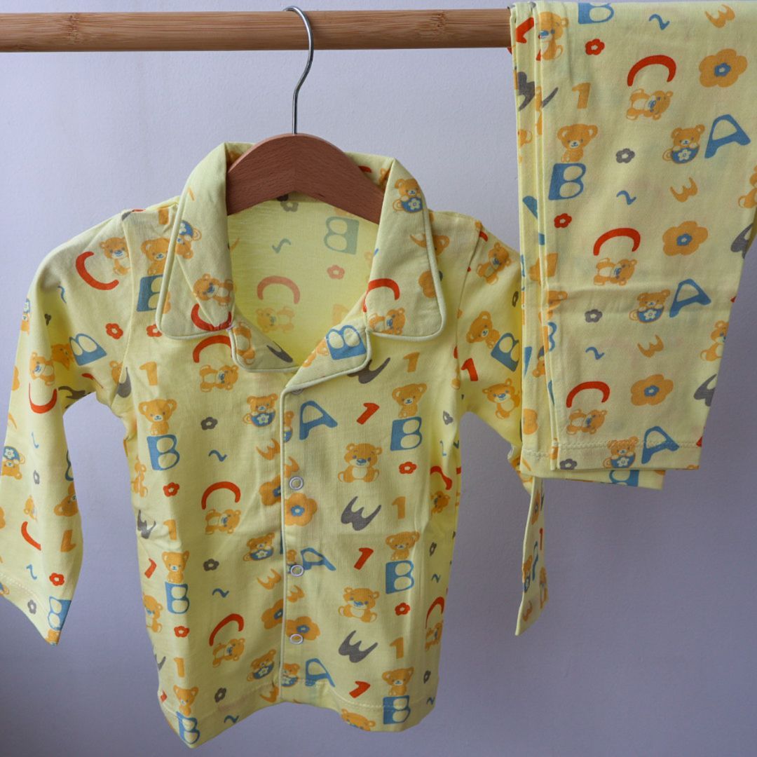 100% Cotton Night Suit | Safari Dreams - Light Yellow