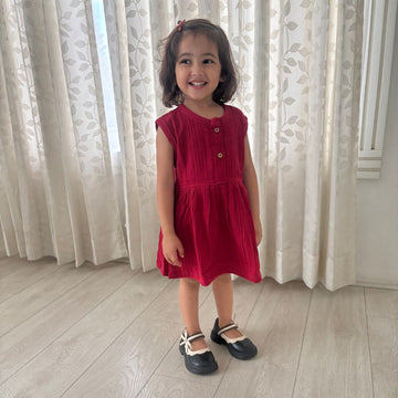 100% Organic Muslin Frock | Maroon