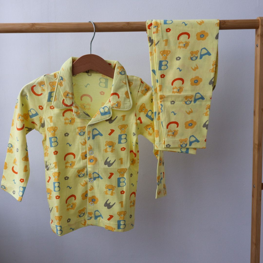 100% Cotton Night Suit | Safari Dreams - Light Yellow