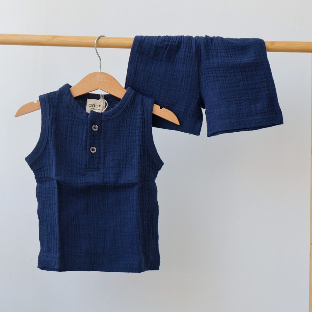 100% Organic Muslin T-Shirt & Shorts | Set of 4 Colours