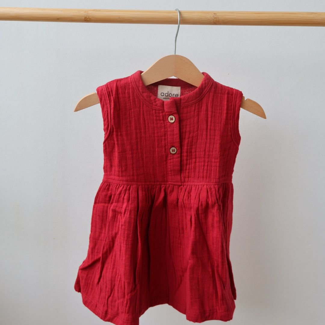 100% Organic Muslin Frocks | Maroon & Navy Blue | Set of 2