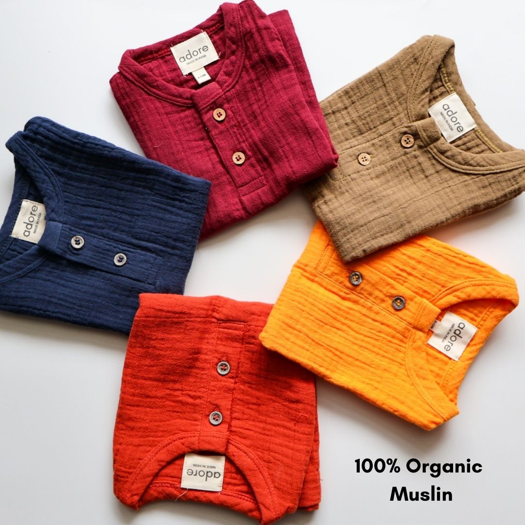 100% Organic Muslin T-Shirt & Shorts | Set of 5 Colours