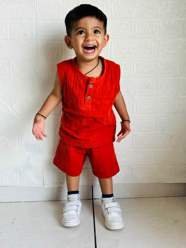 100% Organic Muslin T-Shirt & Shorts | Rust