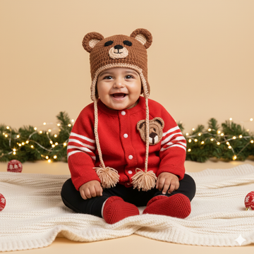 Cozy Red Bear Knit | Handmade Sweater
