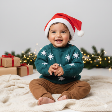 Little Snowflake Olive | Handmade Sweater