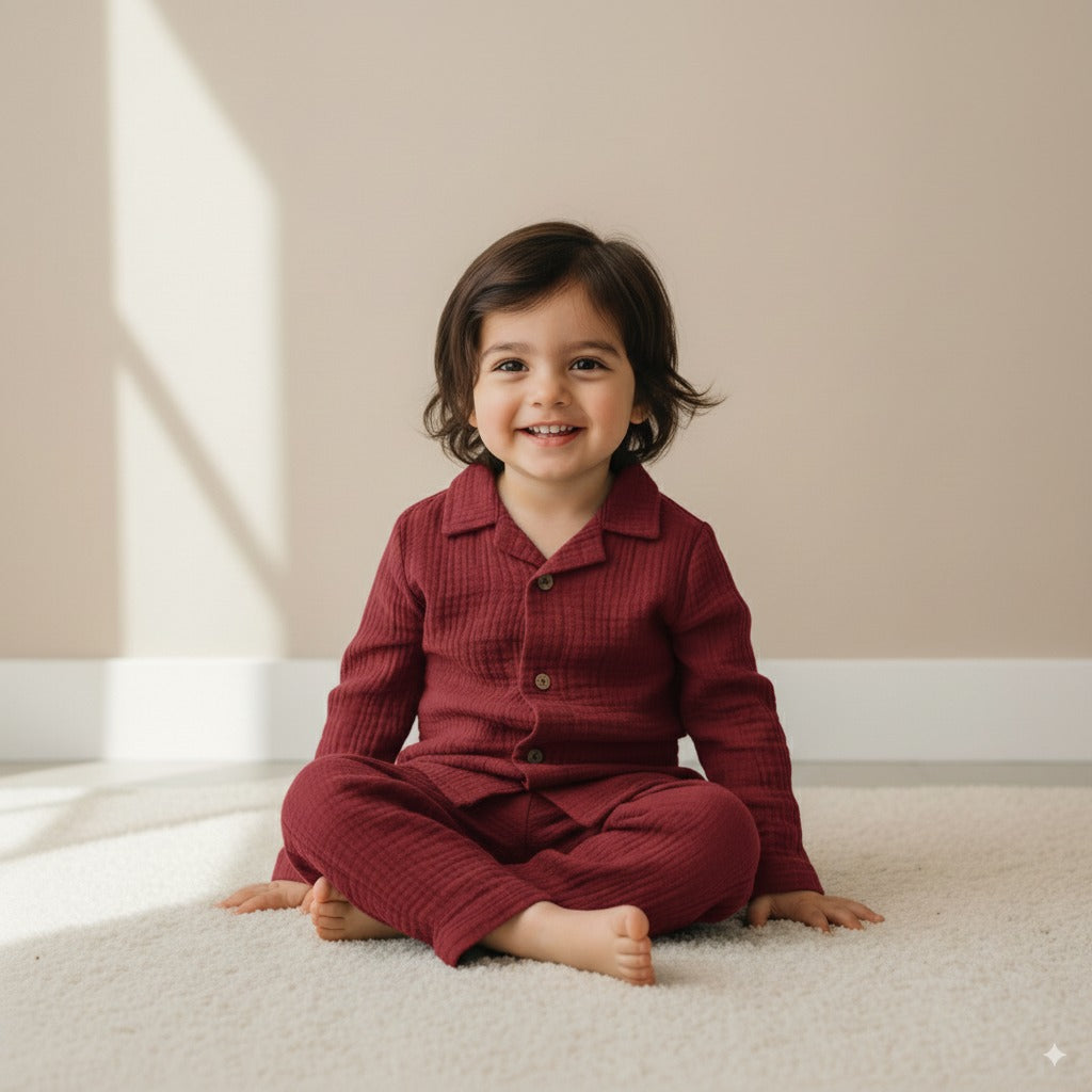 Adore – Muslin Double Gauze Organic Cotton Loungewear | Maroon