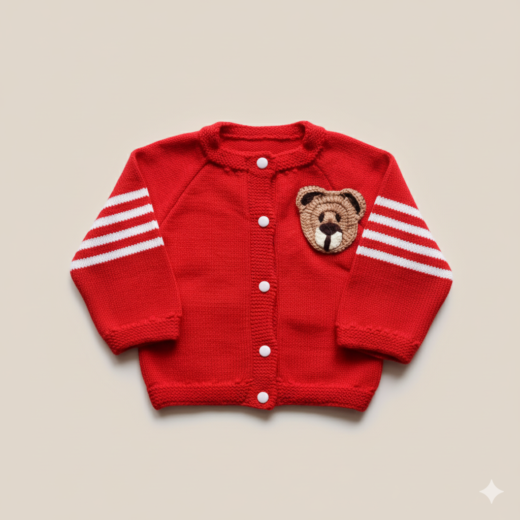 Cozy Red Bear Knit | Handmade Sweater