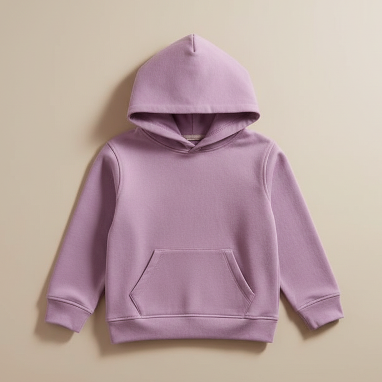 Purple hoodie on a beige background