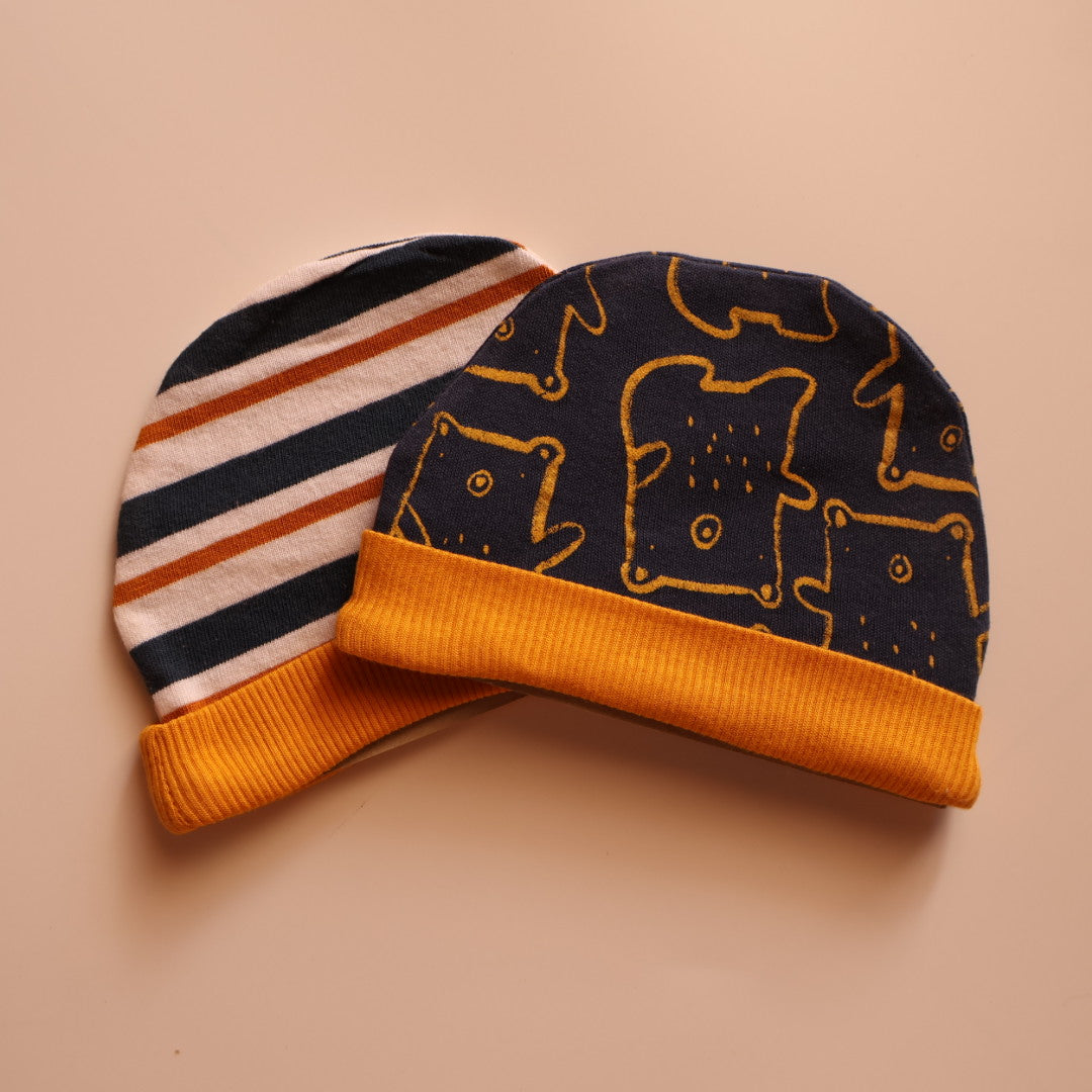 100% Soft Combed Cotton Beanies | Teddy & Stripes