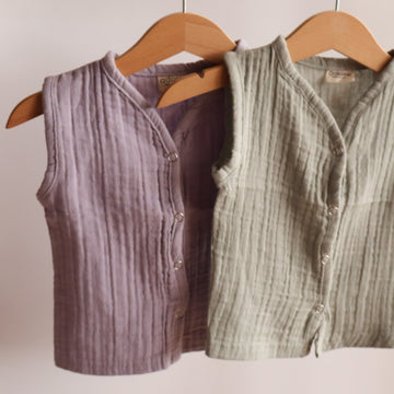 100% Muslin Jhabla for Baby | Set of 2 | Green & Lilac