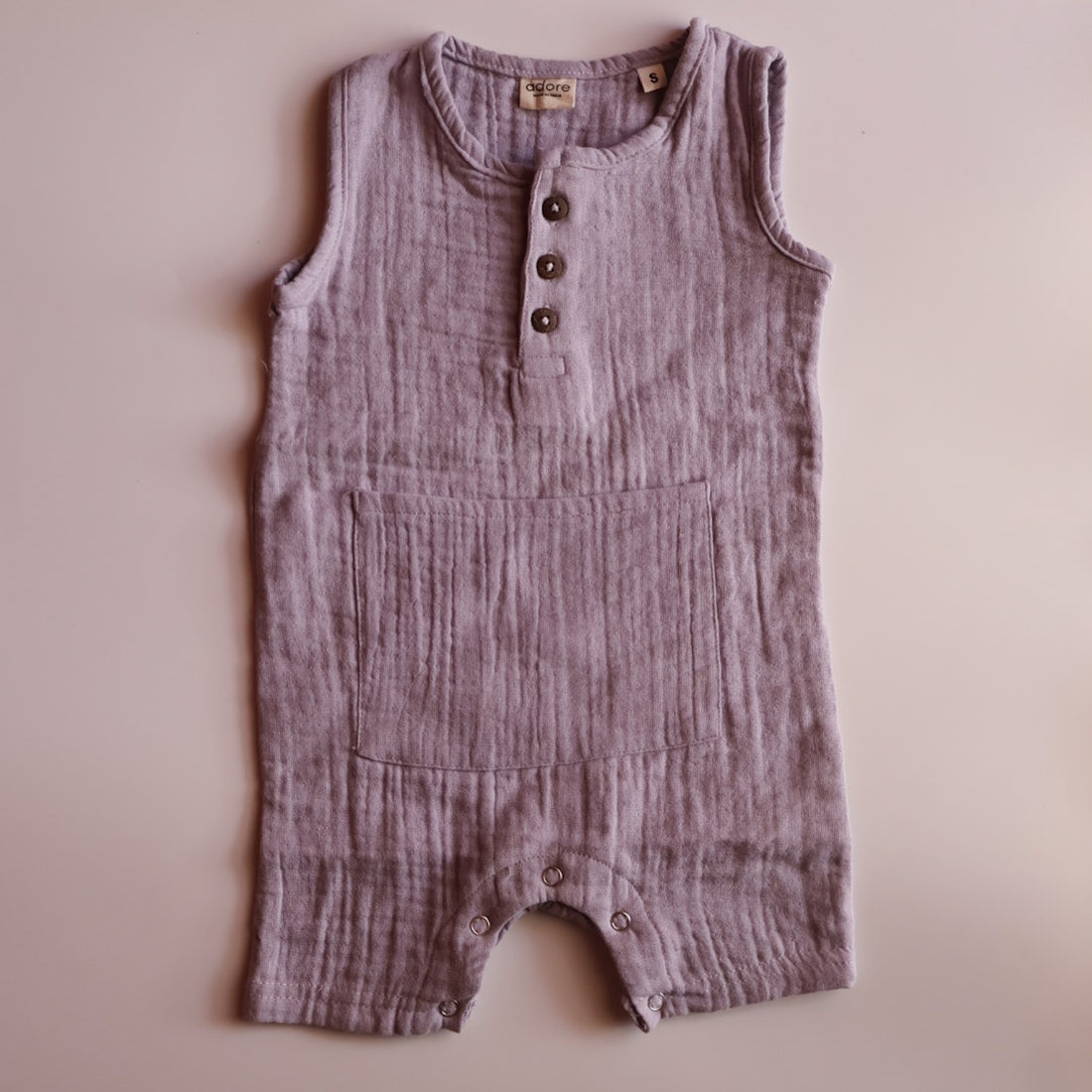 100% Muslin Romper with Pocket | Lilac