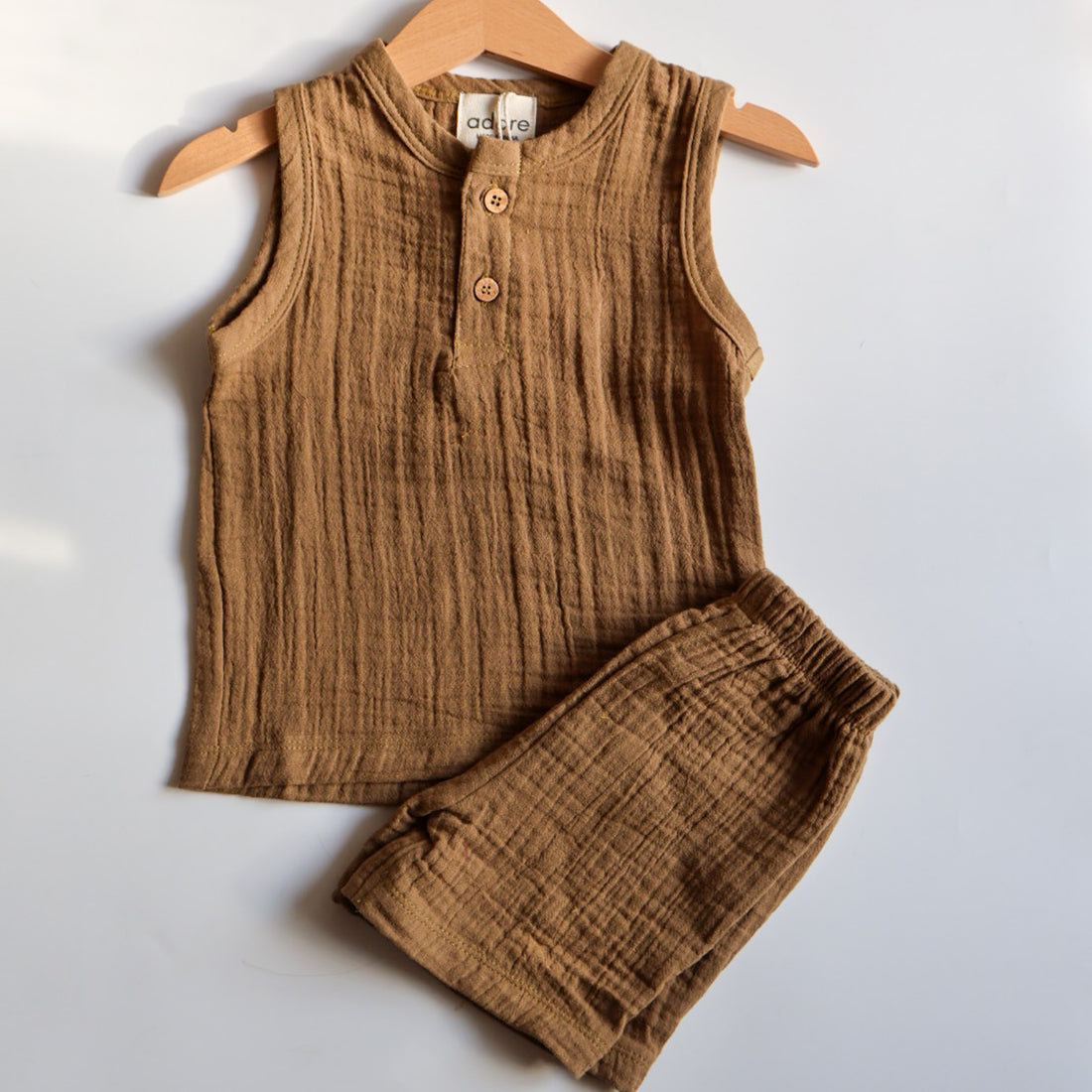 100% Organic Muslin T-Shirt & Shorts | Cocoa Delight