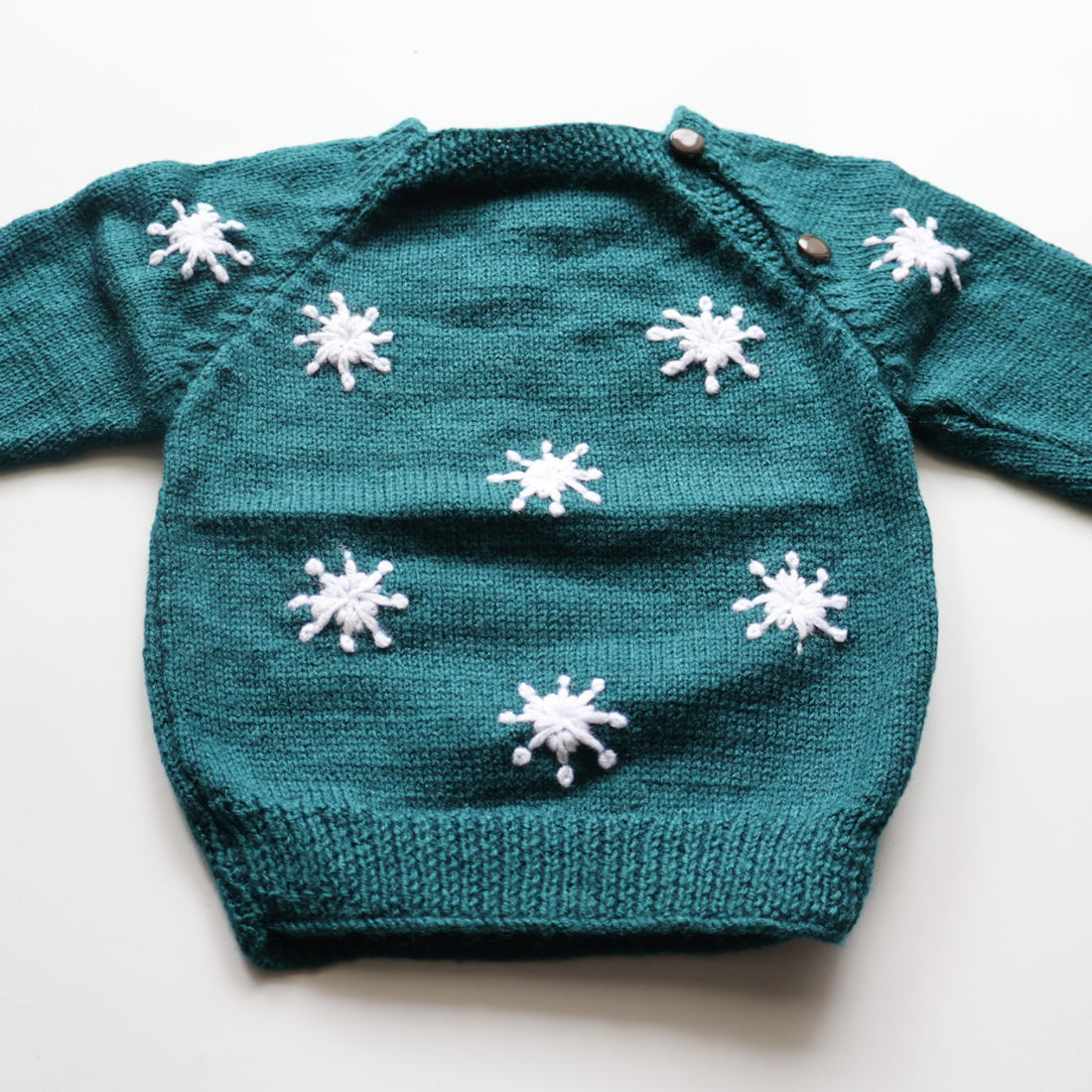 Little Snowflake Olive | Handmade Sweater