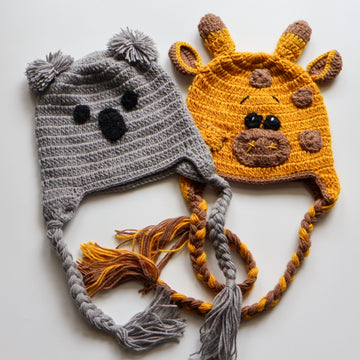 Tiny Giraffe & Cozy Koala Dreams Cap | Set of 2
