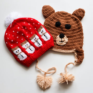 Warm Teddy & Little Snowman Holiday Beanie | Set of 2