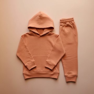 Organic Hoodie and Jogger Set for Kids | Coral Beige