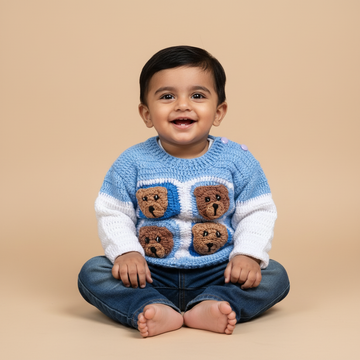 Tiny Teddy Patch Pullover | Handmade Sweater