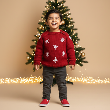 Little Snowflake Maroon | Handmade Sweater