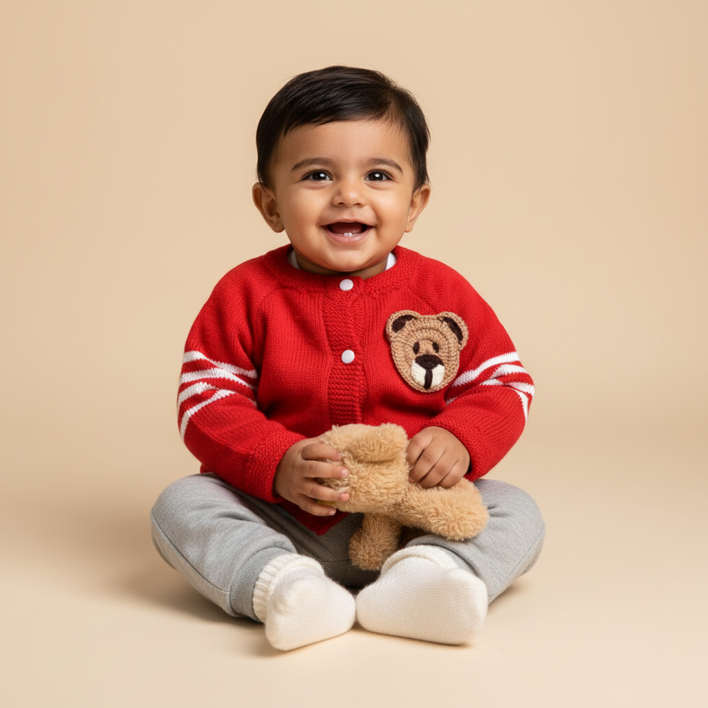 Cozy Red Bear Knit | Handmade Sweater