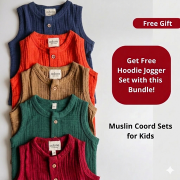 100% Organic Muslin T-Shirt & Shorts | Set of 5 Colours